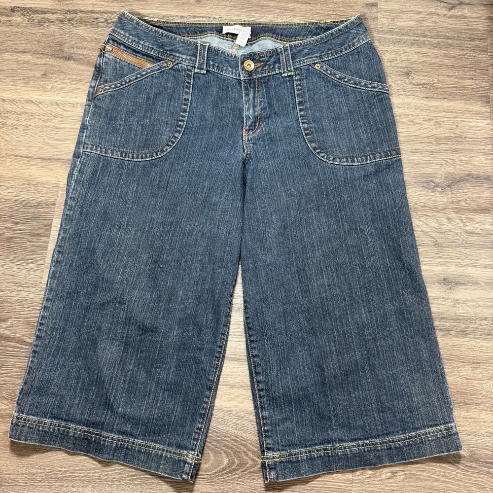 Venezia Denim Capri Jeans Sz 18 Stretch‎ Wide Leg Dark Wash High Rise